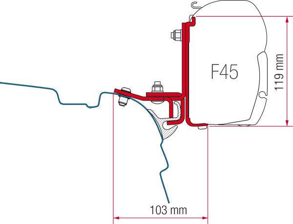 Fiamma F45 S Adaptor 98655-627 - VW T5 Transporter with Brandrup Top Rail