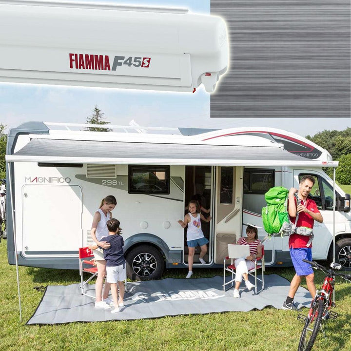 Fiamma F45S Motorhome Awning Polar White Casing / Royal Grey Fabric - Towsure