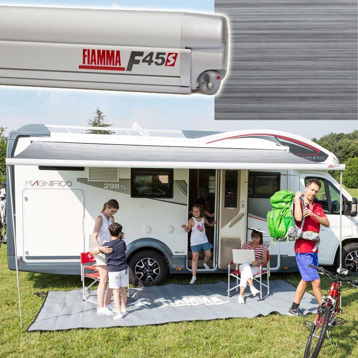 Fiamma F45S Motorhome Awning Titanium Casing / Royal Grey Fabric - Towsure