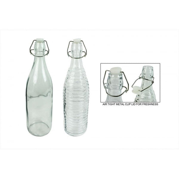 Glassworks Glass Clip Top Drinks Bottle - 1 Litre