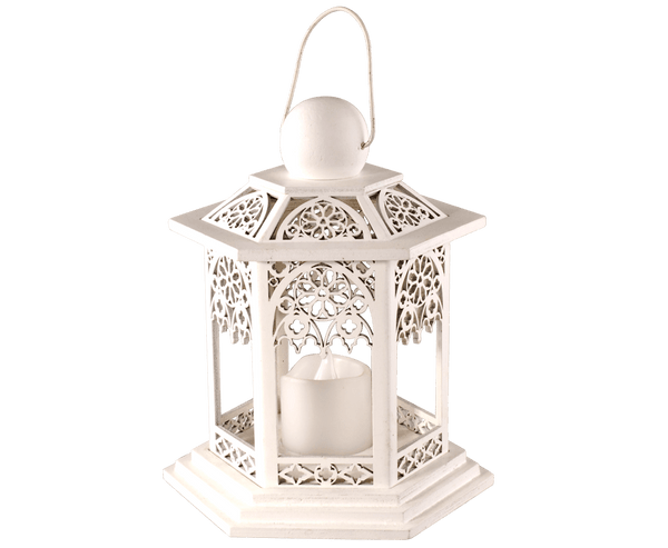 LED 6 sided lantern , Gothic style.- approx 16x20cm