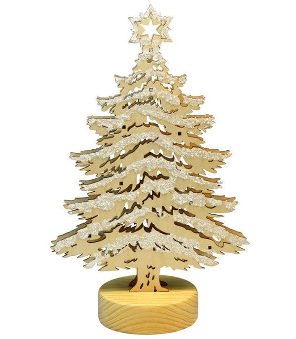LED Illuminated Wooden Christmas Tree Ornament - 315mm Tall
