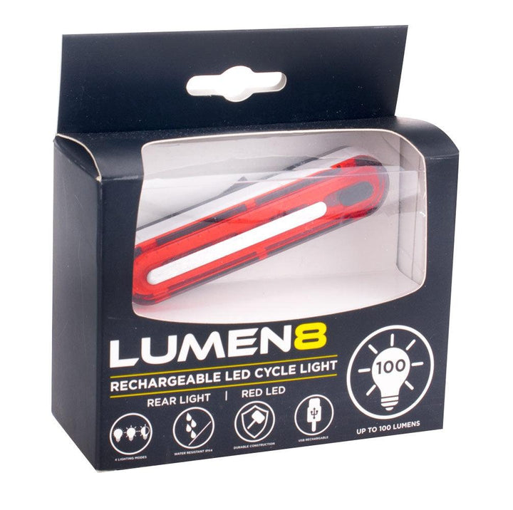 Lumen8 USB Rechargeable Cycle Rear Light - 100 Lumen LED - Towsure