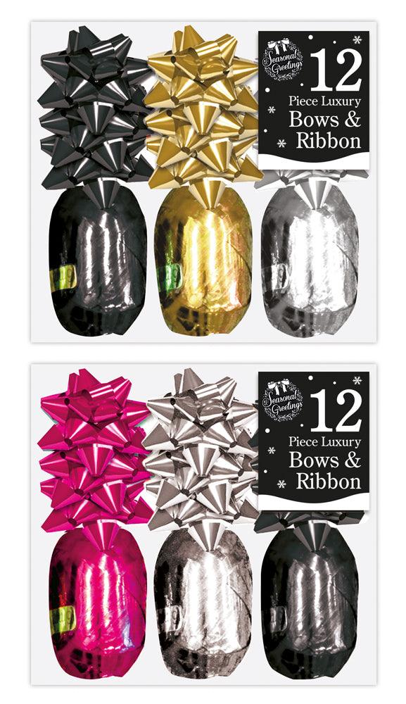 Luxury Christmas Bows & Ribbons Set - 12 Piece