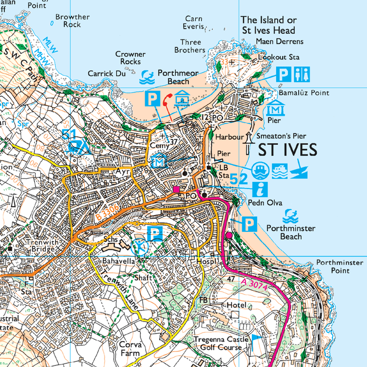 OS Explorer Map 102 - Lands End Penzance & St Ives - Towsure