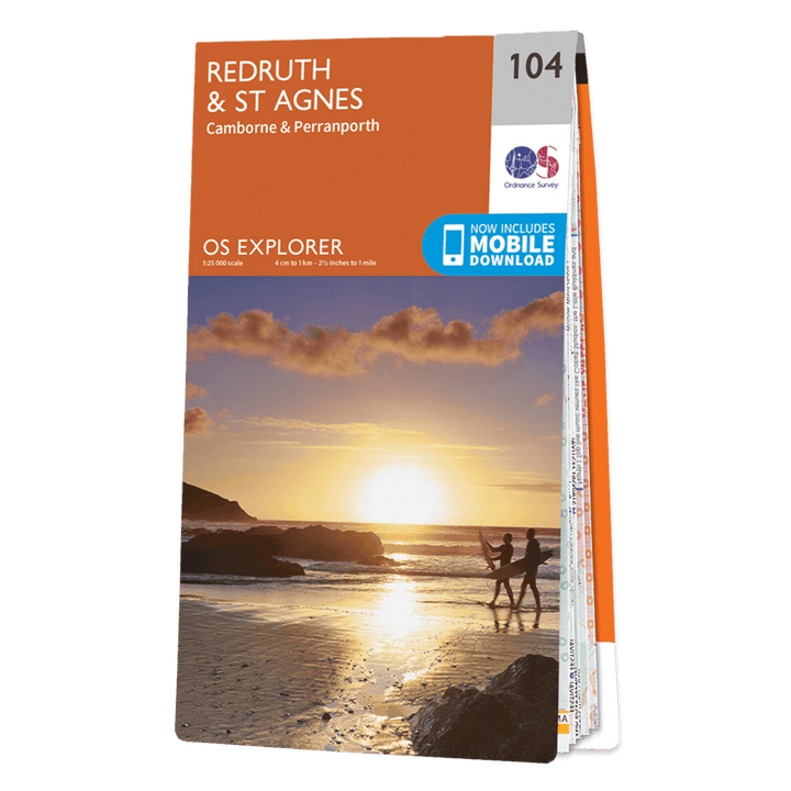 OS Explorer Map 104 - Redruth & St Agnes Camborne & Perranporth - Towsure
