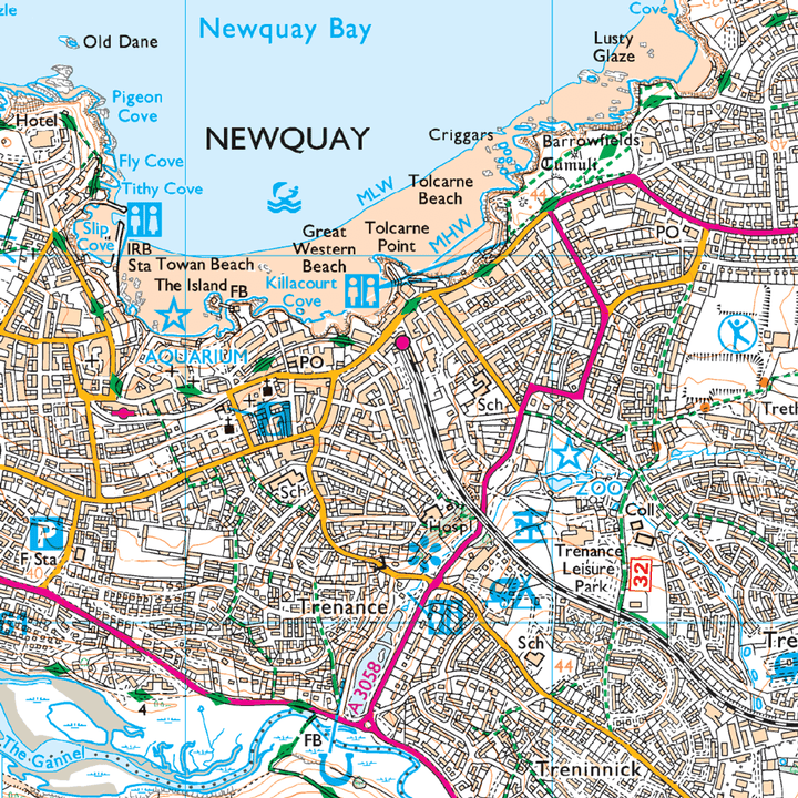 OS Explorer Map 106 - Newquay & Padstow Wadebridge Port Isaac & St Columb Major - Towsure