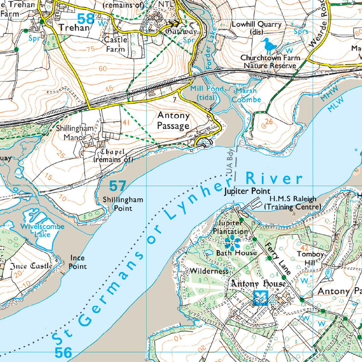 OS Explorer Map 108 - Lower Tamar Valley & Plymouth Tavistock & Callington - Towsure