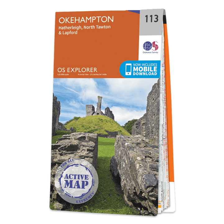 OS Explorer Map 113 - Okehampton Hatherleigh North Tawton & Lapford - Towsure