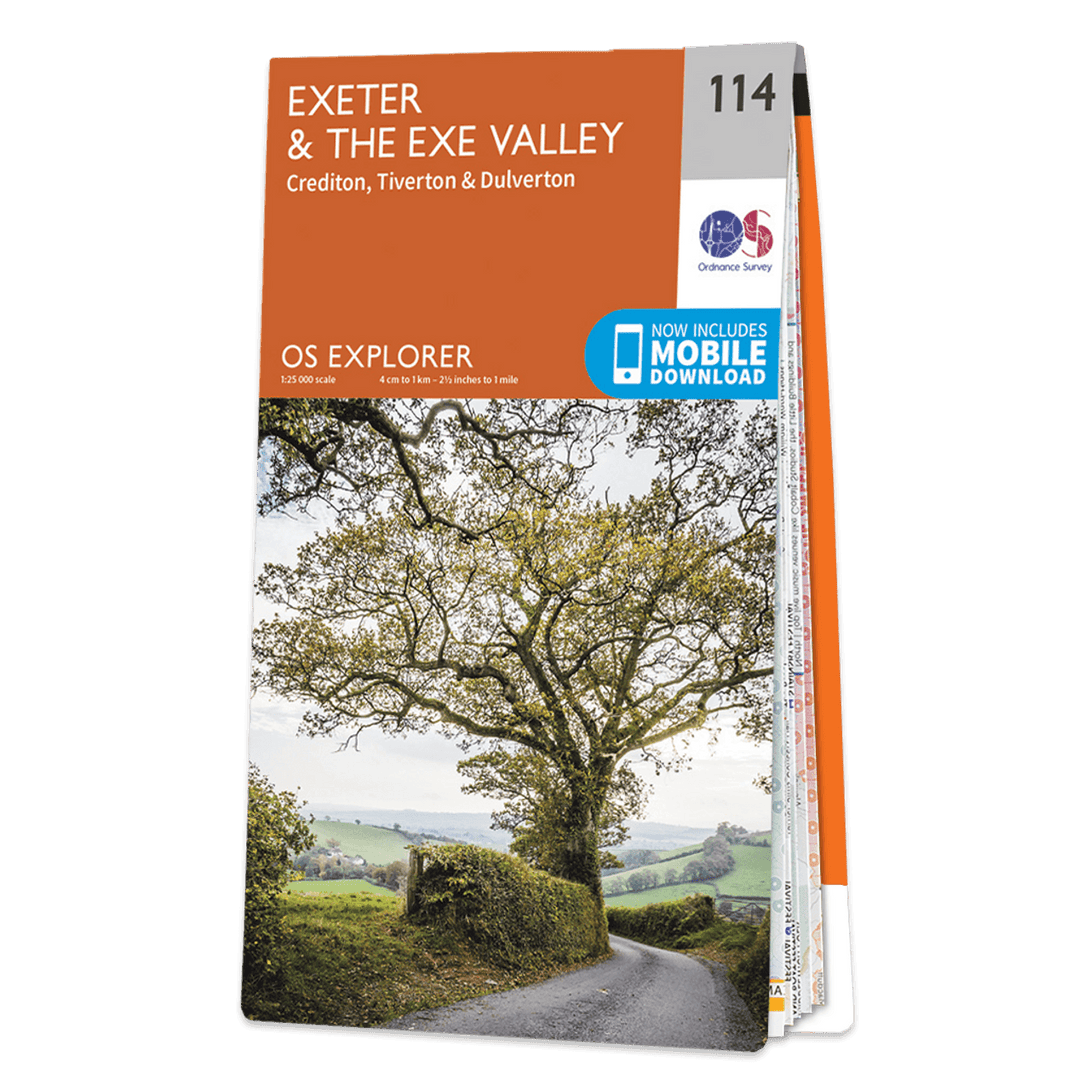 OS Explorer Map 114 - Exeter & the Exe Valley Crediton Tiverton & Dulverton - Towsure