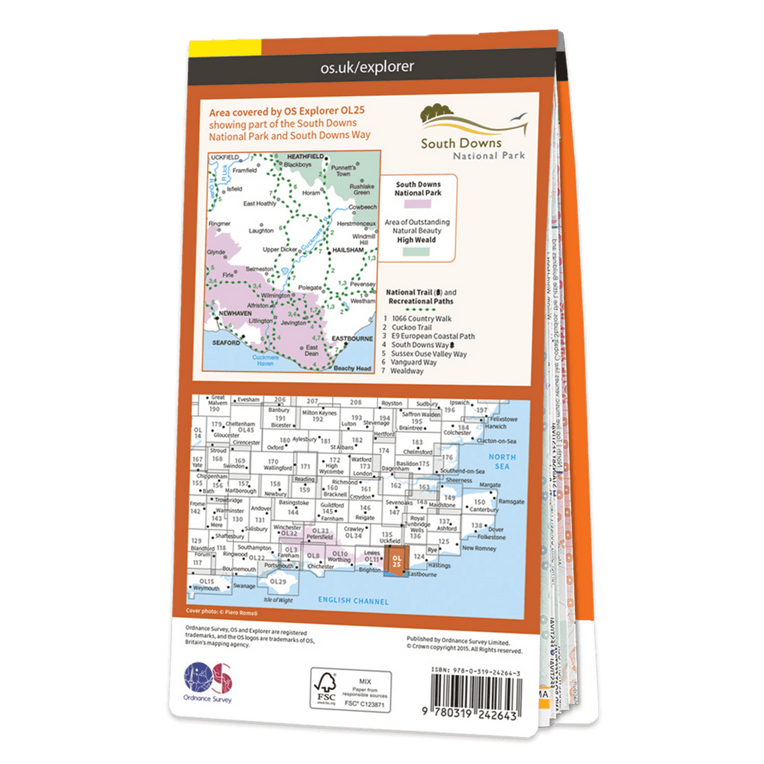 OS Explorer Map 123 - Eastbourne & Beachy Head Newhaven Seaford Hailsham & Heathfield - Towsure