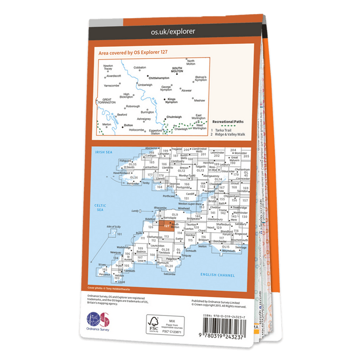 OS Explorer Map 127 - South Molton & Chulmleigh King?s Nympton Chittlehampton & Dolton - Towsure