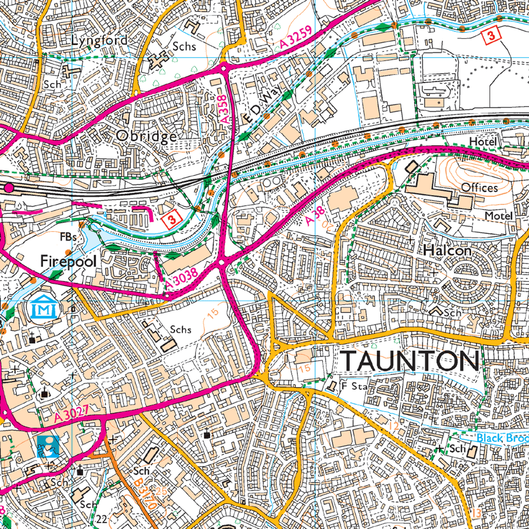 OS Explorer Map 128 - Taunton & Blackdown Hills Wellington & Ilminster - Towsure