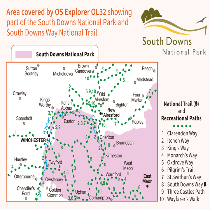OS Explorer Map 132 - Winchester New Alresford & East Meon - Towsure