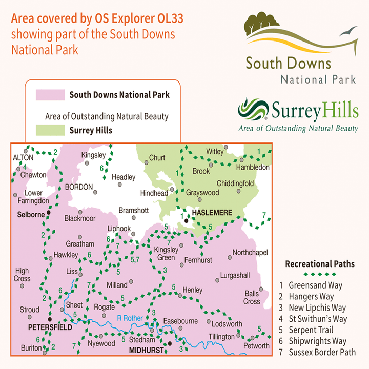 OS Explorer Map 133 - Haslemere & Petersfield Midhurst & Selborne - Towsure