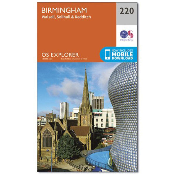 OS Explorer Map 220 - Birmingham Walsall Solihull & Redditch - Towsure