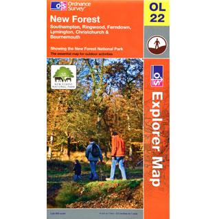 OS Explorer Map OL22 - New Forest Southampton Ringwood Ferndown Lymington Christchurch and Bournemouth