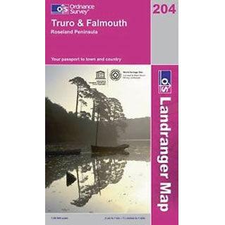 OS Landranger Map 204 Truro & Falmouth Roseland Peninsula