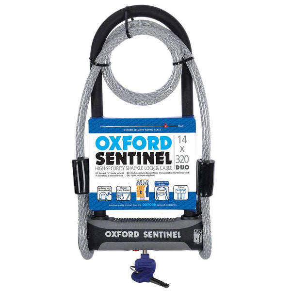 Oxford Sentinel 14 Duo Shackle Lock with Security Cable - Sold Secure