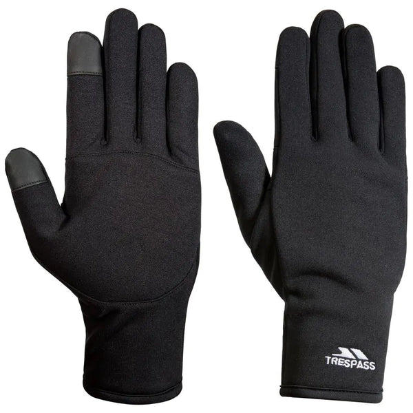 Trespass Adults Unisex Gloves with Touch Screen Fingertips Poliner - Black