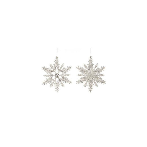 Premier Decorations 12cm Assorted Glitter Snowflake Tree Decorations - Silver