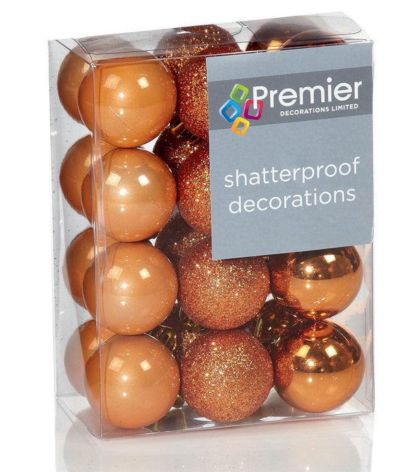Premier Decorations 24 x 30 mm Copper Multi Finish Baubles