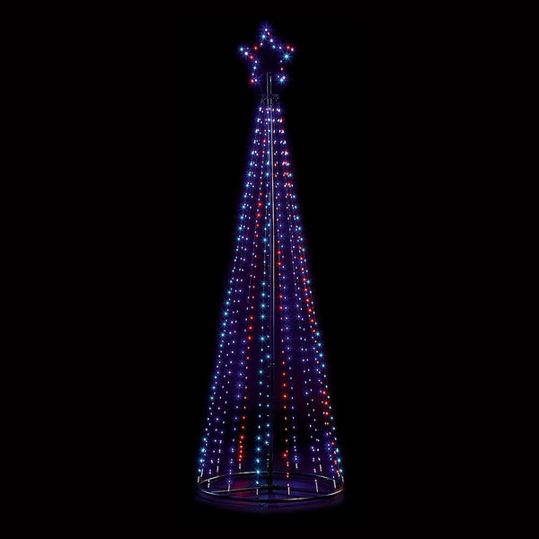 Premier Decorations 4m Pin Wire Pyramid Tree with Top Star - Rainbow