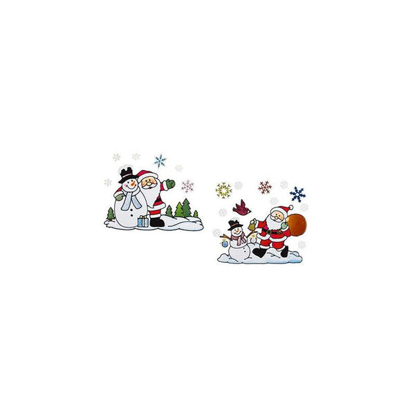Premier Decorations Assorted Cling Wall Decorations- Santa/Snowman