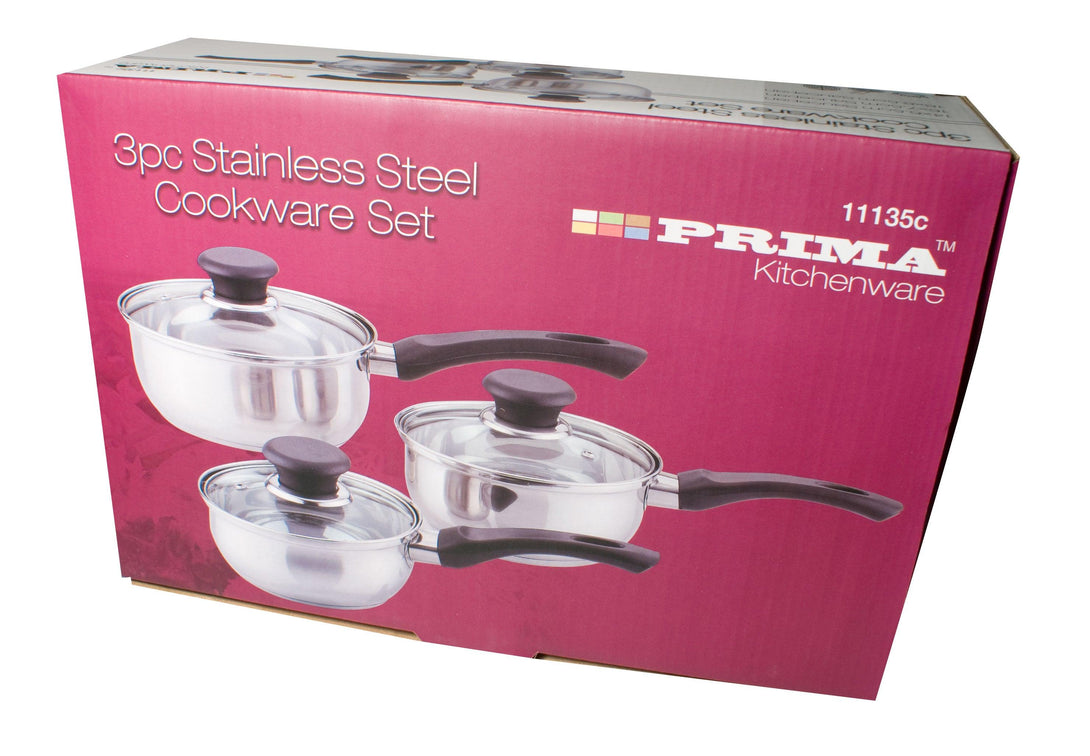 Prima 3 Piece Stainless Steel Pan Set - Medium - Towsure