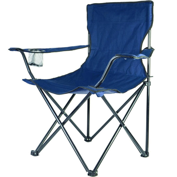 Redwood Folding Canvas Camping Chair with Arms - Blue