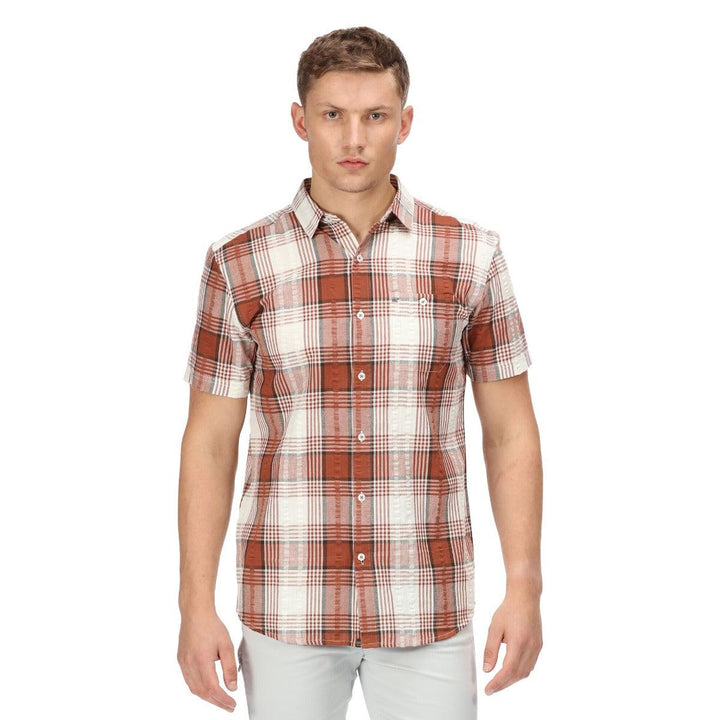 Regatta Deakin IV Checked Short Sleeve Shirt - Gingerbread - Towsure