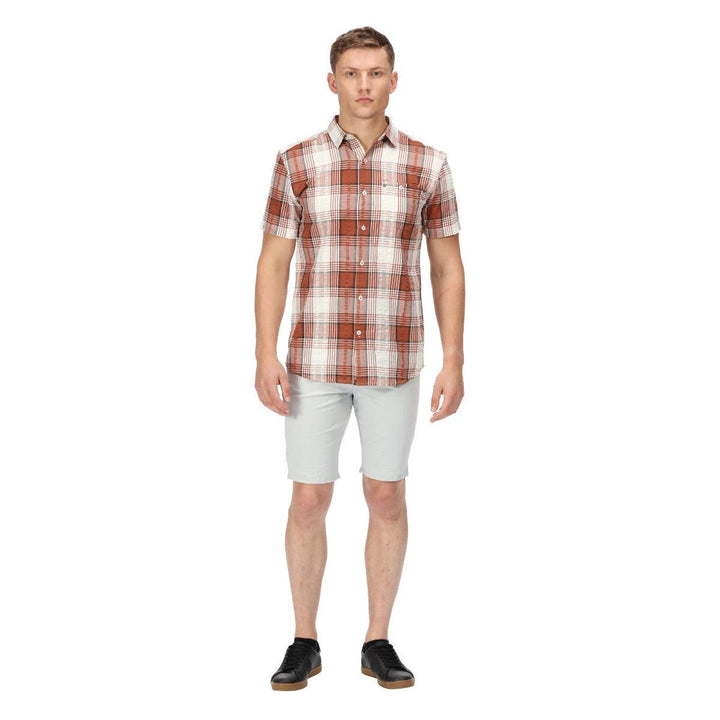 Regatta Deakin IV Checked Short Sleeve Shirt - Gingerbread - Towsure