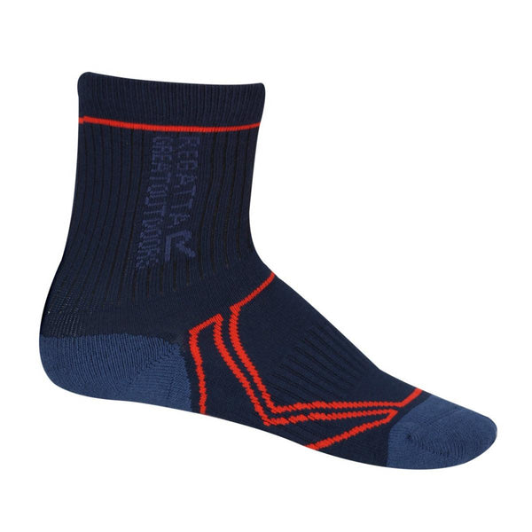 Regatta Kid's 2 Season Coolmax Trek & Trail Socks - Navy Amber Glow - Towsure