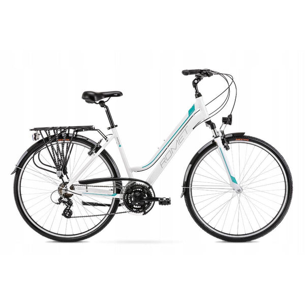 Romet Gazela 26 Step-Through Hybrid Bike White/Turquoise