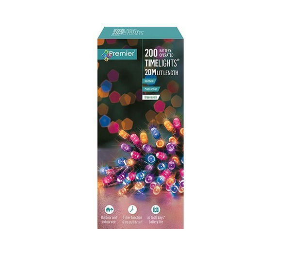 Premier Decorations 200 Rainbow LED Lights