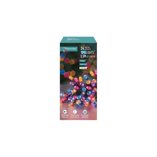Premier Decorations 24 Multi Action Battery Operated LED Lights - Rainbow