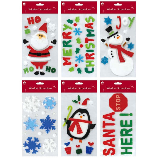 Tallon Festive Stick On Window decoration gels - 6 Assorted designs