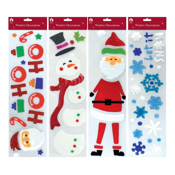 Tallon festive Window Stick On Decorations - 4 Assorted Designs