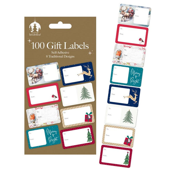 Traditional Gift Labels - 100 Piece