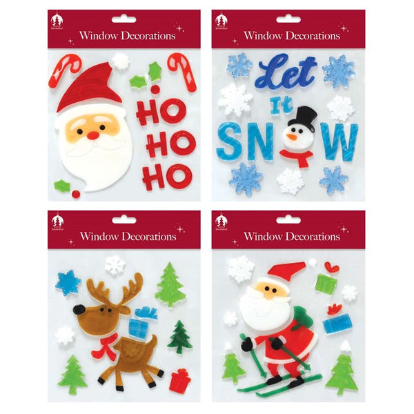 Tallon Festive Stick On Window Gels - 4 assorted Designs