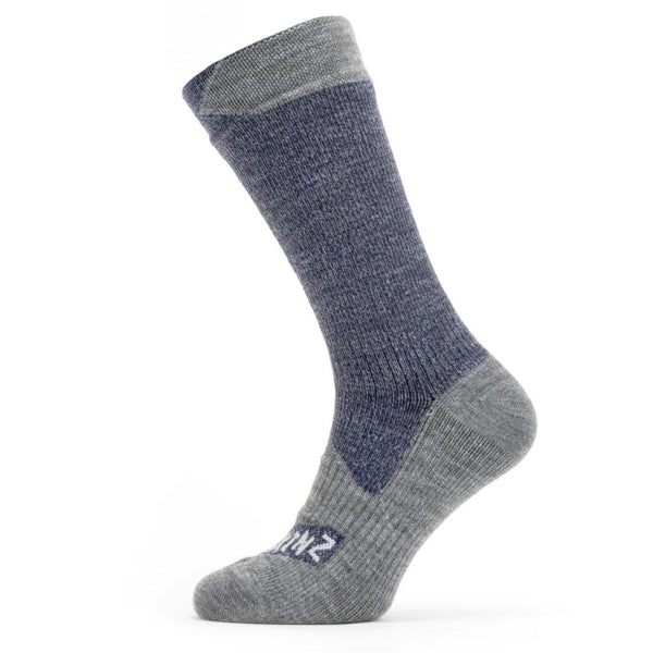 Sealskinz Waterproof All-Weather Mid-Length Socks - Navy/Grey Marl