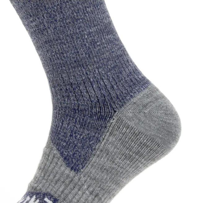 Sealskinz Waterproof All-Weather Mid-Length Socks - Navy/Grey Marl - Towsure