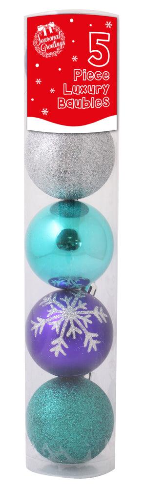 Set of 5 Luxury Christmas Baubles - 40mm