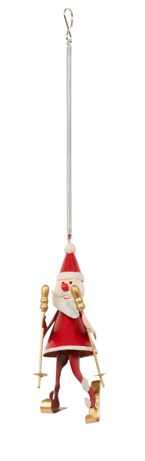 Skiing Metal Santa On a Spring - 10cm