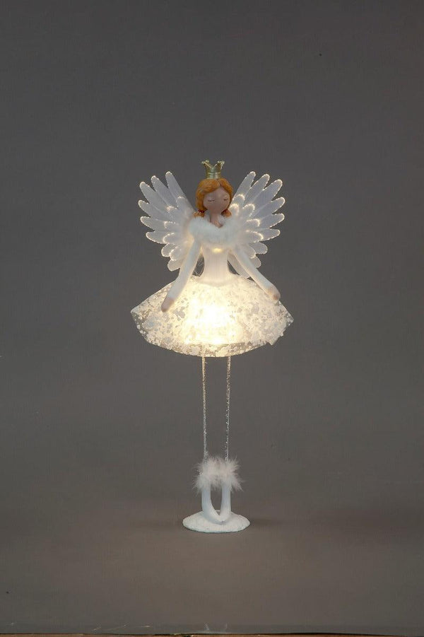 Snowtime 54cm Standing Angel - White/Gold