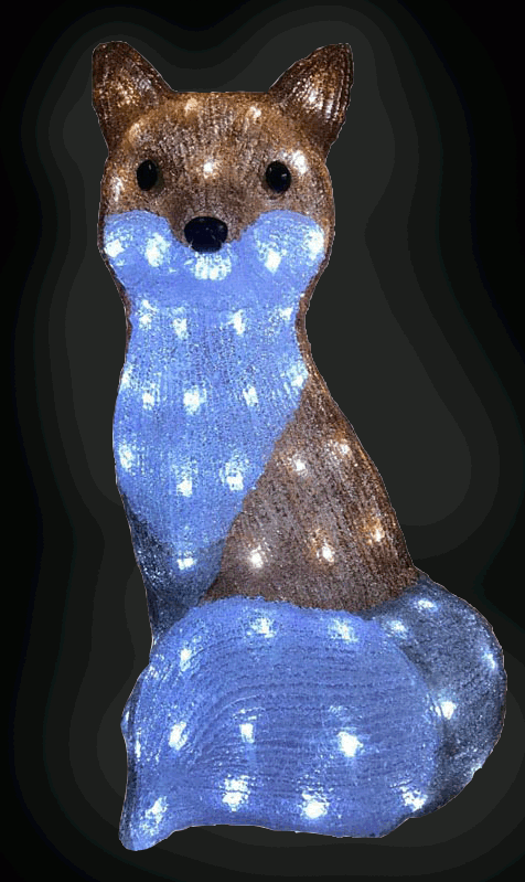 Snowtime Acrylic Fox With 100 Ice White LED Lights