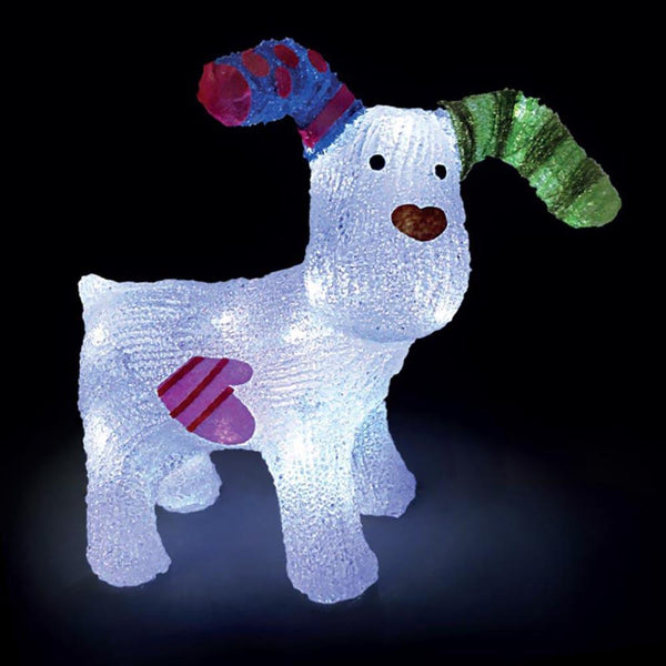 Snowtime Acrylic Snowdog with 24 Ice White LED Lights