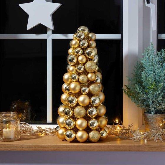 Three Kings 40cm Bauble-Esque Tree - Gold