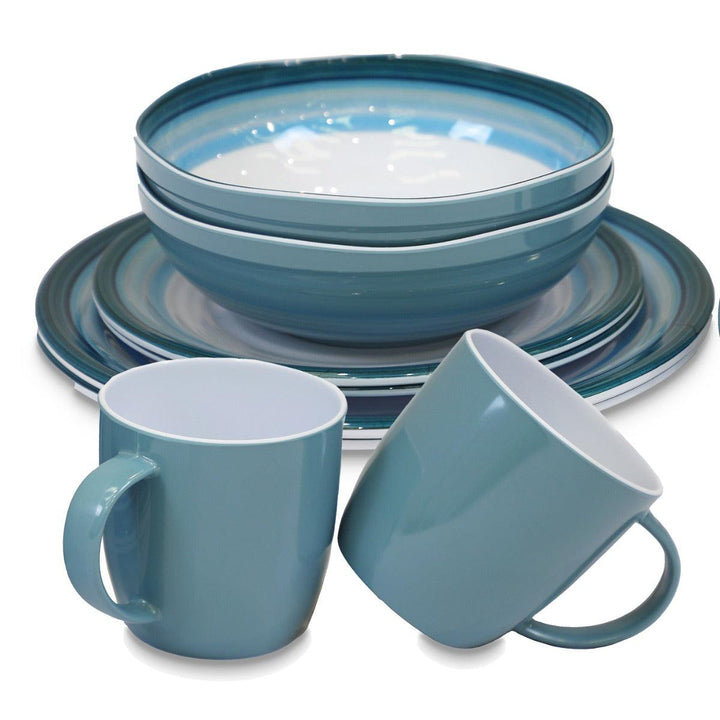 Vango Alfresco Deluxe 8-Piece Camping Tableware Set - Coastal Pattern - Towsure