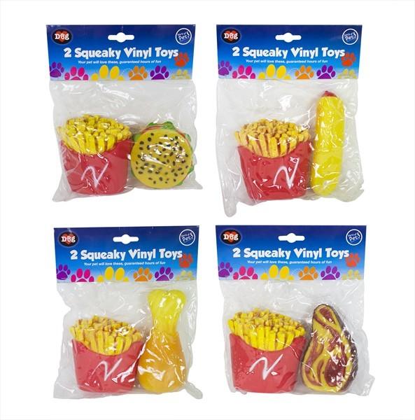 Vinyl Fast Food Pets Squeaky Toy - 2 Pack